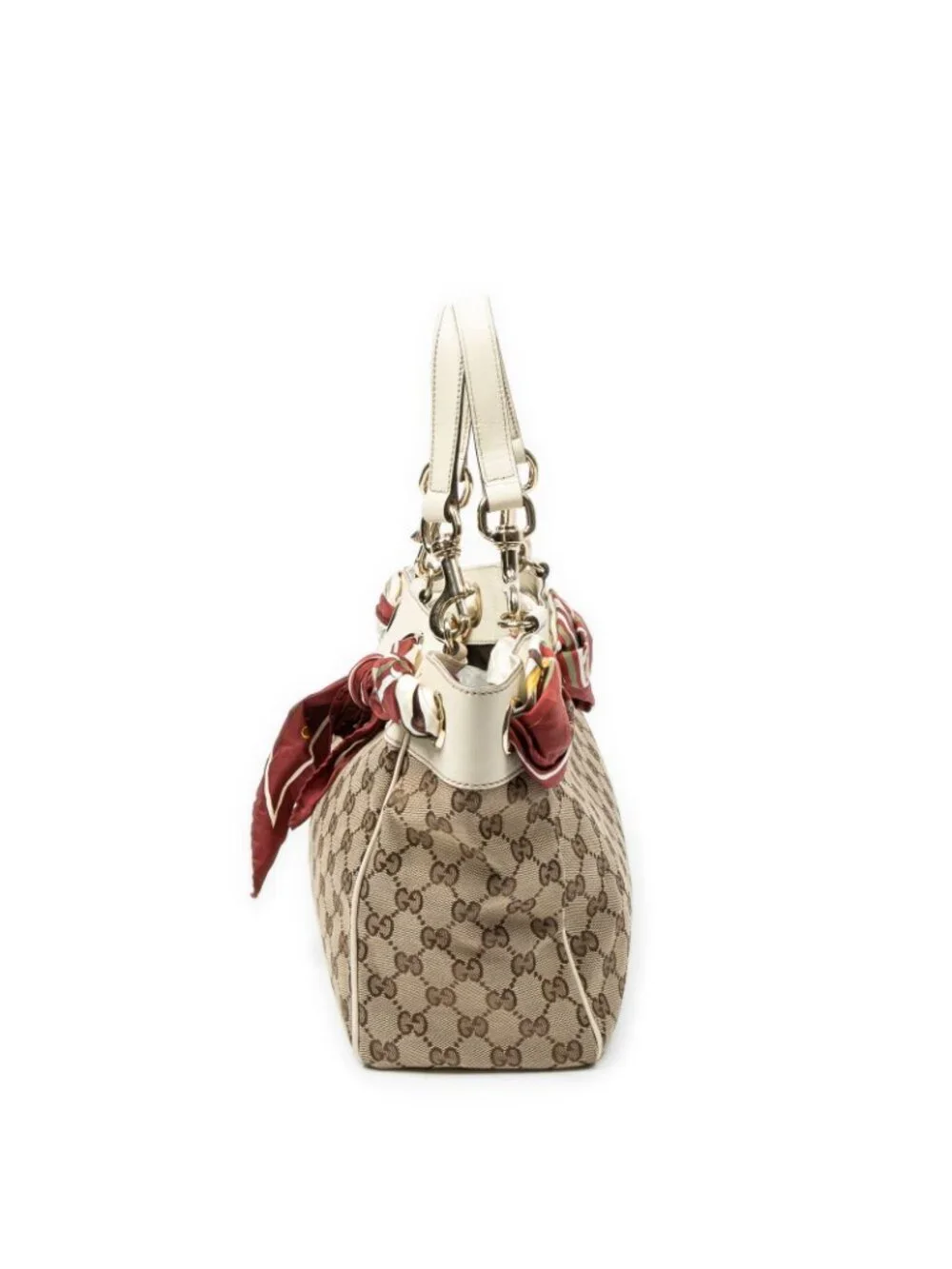 Gucci Positano Scarf Tote Ivory Beige GG Canvas